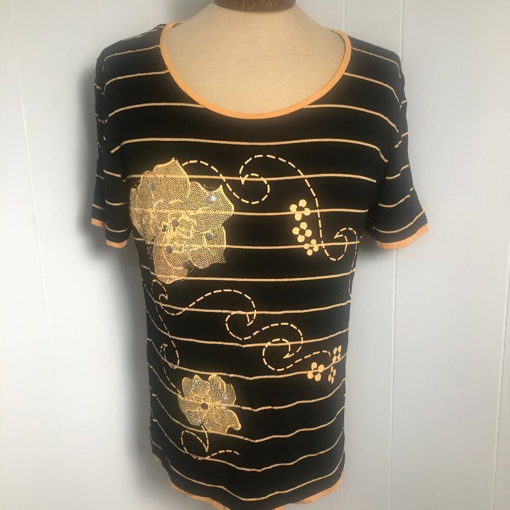 - Womens Black and Orange Top.